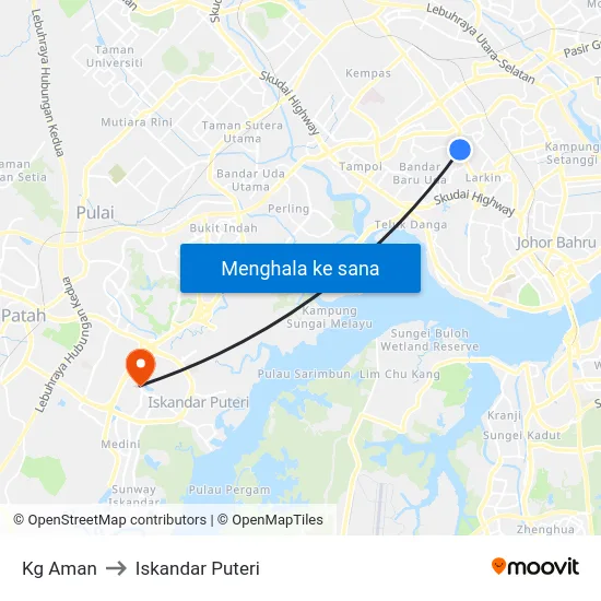 Kg Aman to Iskandar Puteri map
