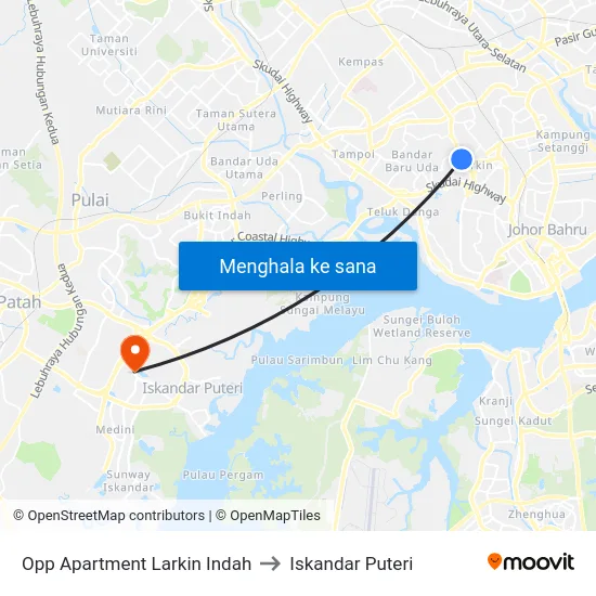Opp Apartment Larkin Indah to Iskandar Puteri map