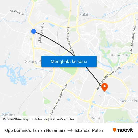 Opp Domino's Taman Nusantara to Iskandar Puteri map