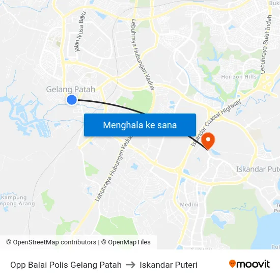 Opp Balai Polis Gelang Patah to Iskandar Puteri map