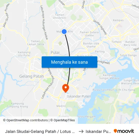 Jalan Skudai-Gelang Patah / Lotus Mutiar to Iskandar Puteri map