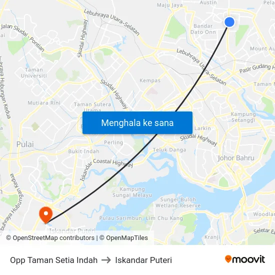 Opp Taman Setia Indah to Iskandar Puteri map