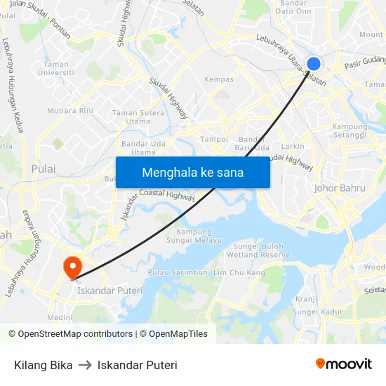 Kilang Bika to Iskandar Puteri map