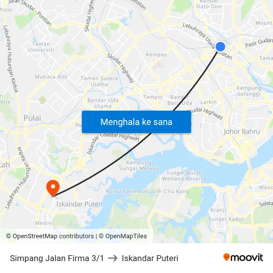 Simpang Jalan Firma 3/1 to Iskandar Puteri map