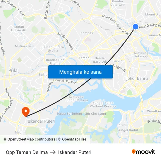 Opp Taman Delima to Iskandar Puteri map