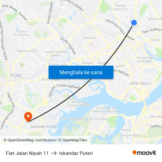 Flat Jalan Nipah 11 to Iskandar Puteri map