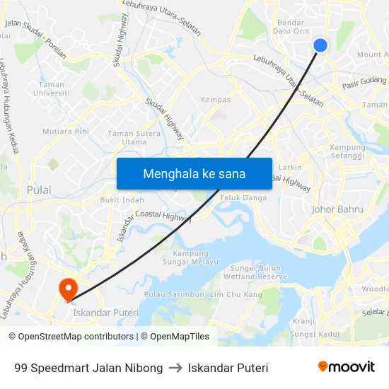 99 Speedmart Jalan Nibong to Iskandar Puteri map