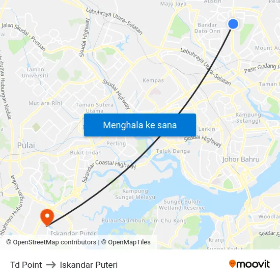 Td Point to Iskandar Puteri map