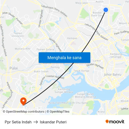 Ppr Setia Indah to Iskandar Puteri map