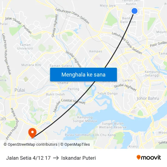 Jalan Setia 4/12 17 to Iskandar Puteri map