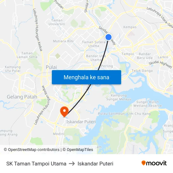 SK Taman Tampoi Utama to Iskandar Puteri map