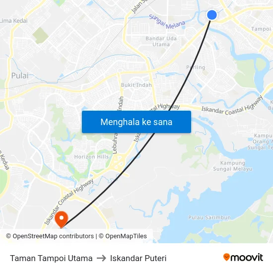 Taman Tampoi Utama to Iskandar Puteri map