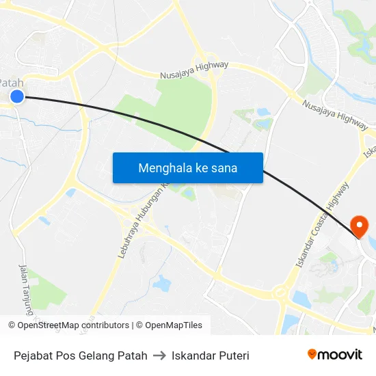 Pejabat Pos Gelang Patah to Iskandar Puteri map