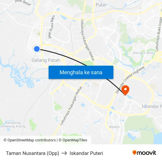 Taman Nusantara (Opp) to Iskandar Puteri map