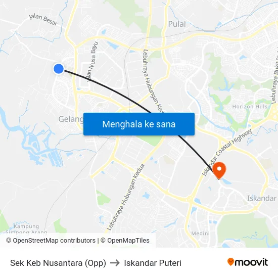 Sek Keb Nusantara (Opp) to Iskandar Puteri map