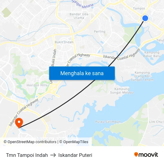 Tmn Tampoi Indah to Iskandar Puteri map