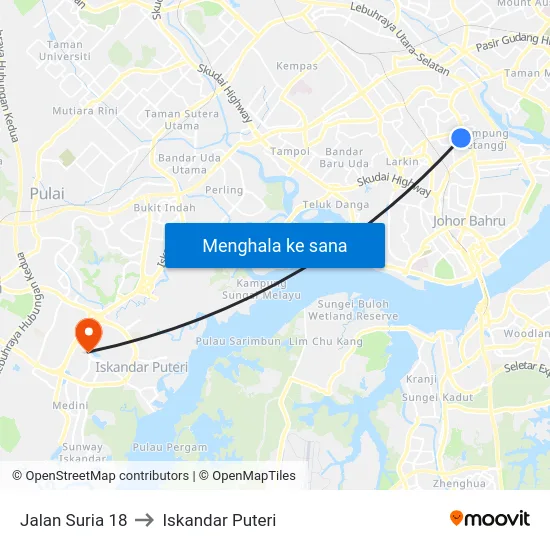 Jalan Suria 18 to Iskandar Puteri map