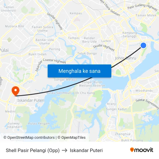 Shell Pasir Pelangi (Opp) to Iskandar Puteri map