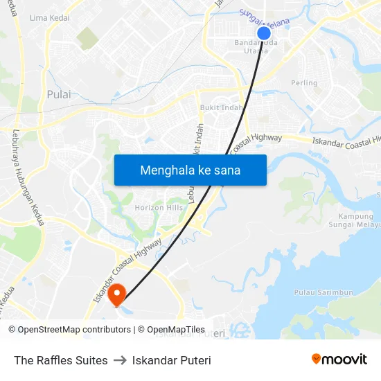 The Raffles Suites to Iskandar Puteri map