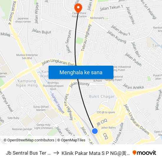 Jb Sentral Bus Ter (47711) to Klinik Pakar Mata S P NG@黃氏眼科專科 map