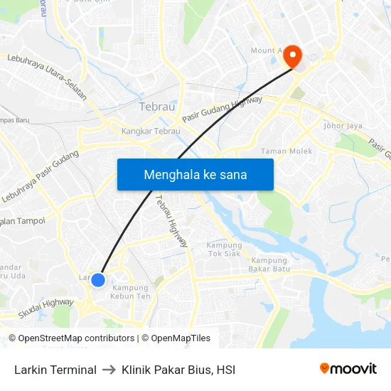 Larkin Terminal to Klinik Pakar Bius, HSI map