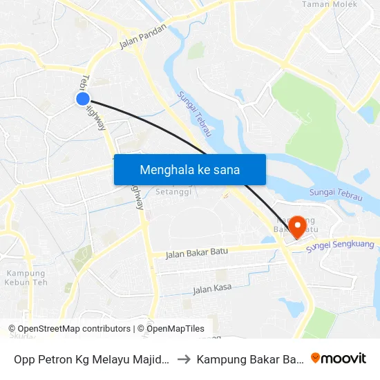 Opp Petron Kg Melayu Majidee to Kampung Bakar Batu map