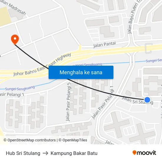 Hub Sri Stulang to Kampung Bakar Batu map