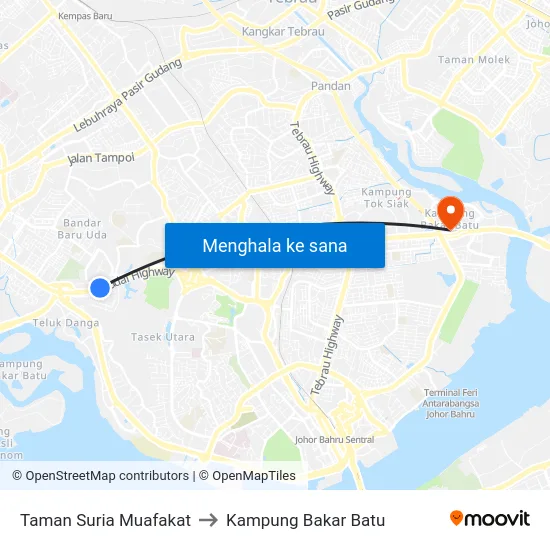 Taman Suria Muafakat to Kampung Bakar Batu map