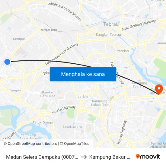 Medan Selera Cempaka (0007662) to Kampung Bakar Batu map