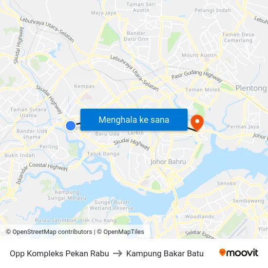 Opp Kompleks Pekan Rabu to Kampung Bakar Batu map