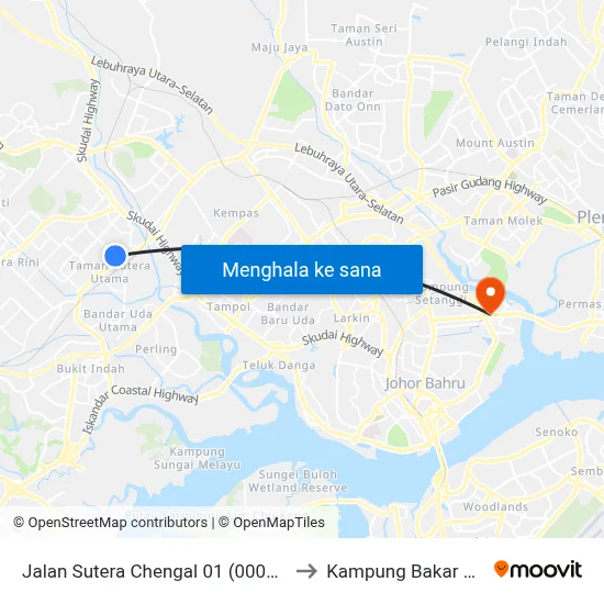 Jalan Sutera Chengal 01 (0008050) to Kampung Bakar Batu map