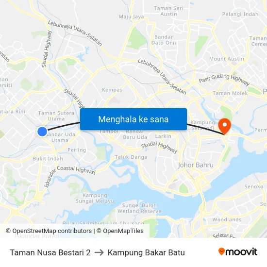Taman Nusa Bestari 2 to Kampung Bakar Batu map