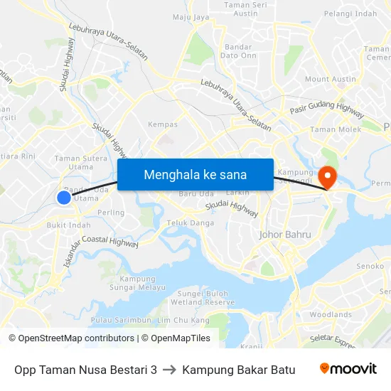 Opp Taman Nusa Bestari 3 to Kampung Bakar Batu map