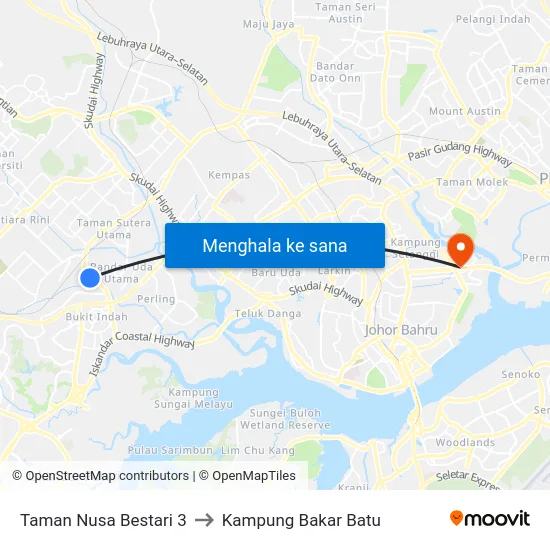 Taman Nusa Bestari 3 to Kampung Bakar Batu map