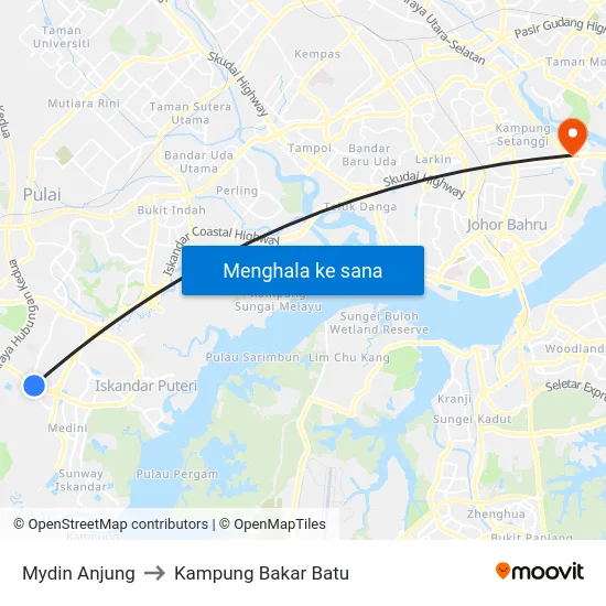 Mydin Anjung to Kampung Bakar Batu map