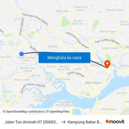 Jalan Tun Aminah 07 (0006538) to Kampung Bakar Batu map