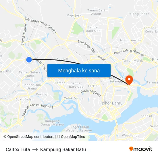 Caltex Tuta to Kampung Bakar Batu map