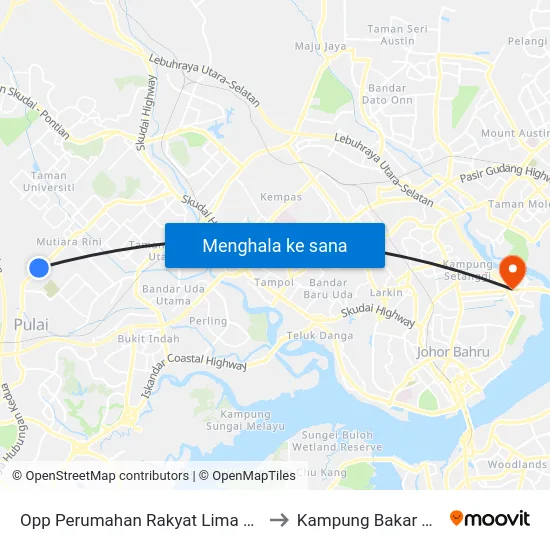 Opp Perumahan Rakyat Lima Kedai to Kampung Bakar Batu map