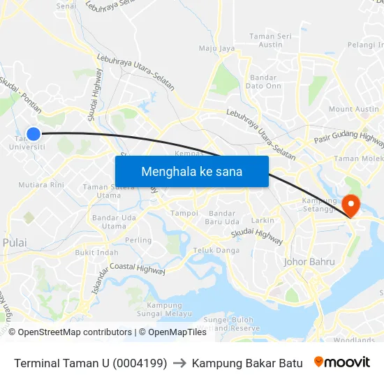 Terminal Taman U (0004199) to Kampung Bakar Batu map