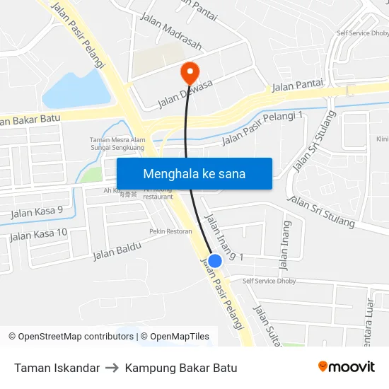 Taman Iskandar to Kampung Bakar Batu map