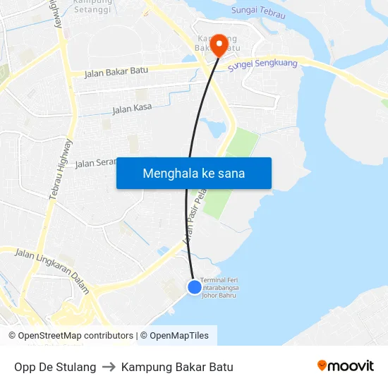 Opp De Stulang to Kampung Bakar Batu map