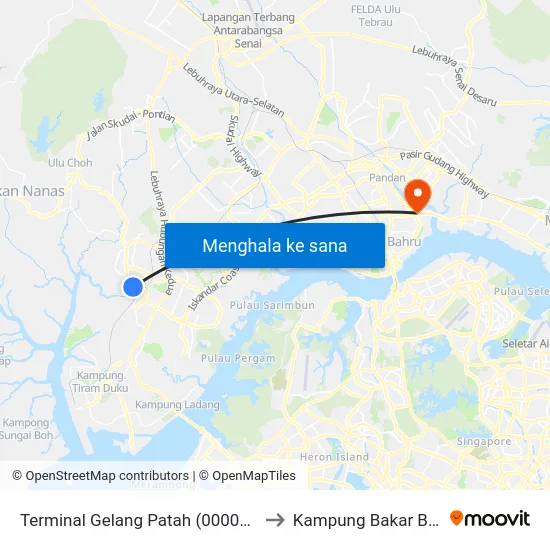 Terminal Gelang Patah (0000302) to Kampung Bakar Batu map