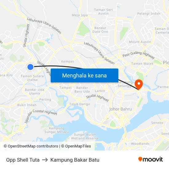 Opp Shell Tuta to Kampung Bakar Batu map