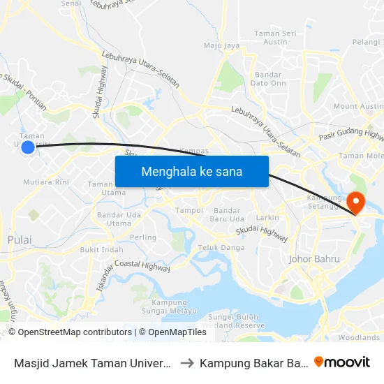 Masjid Jamek Taman Universiti to Kampung Bakar Batu map