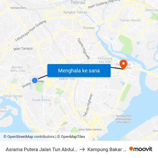 Asrama Putera Jalan Tun Abdul Razak to Kampung Bakar Batu map