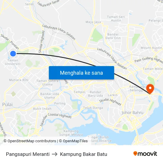 Pangsapuri Meranti to Kampung Bakar Batu map