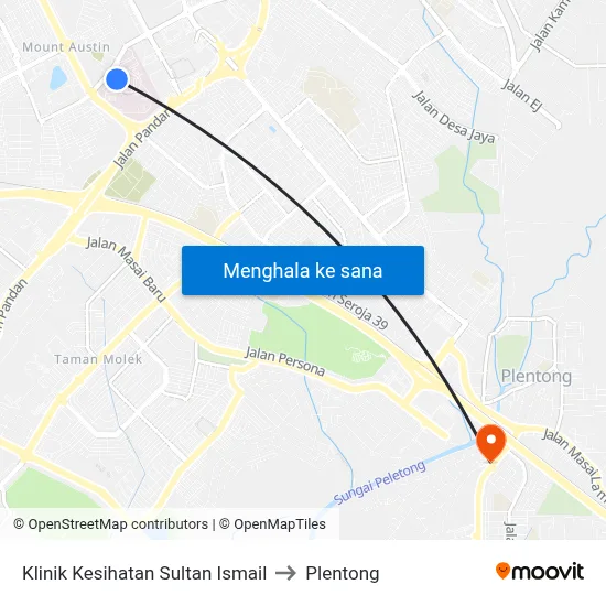 Klinik Kesihatan Sultan Ismail to Plentong map