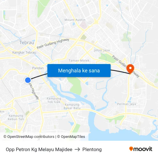 Opp Petron Kg Melayu Majidee to Plentong map