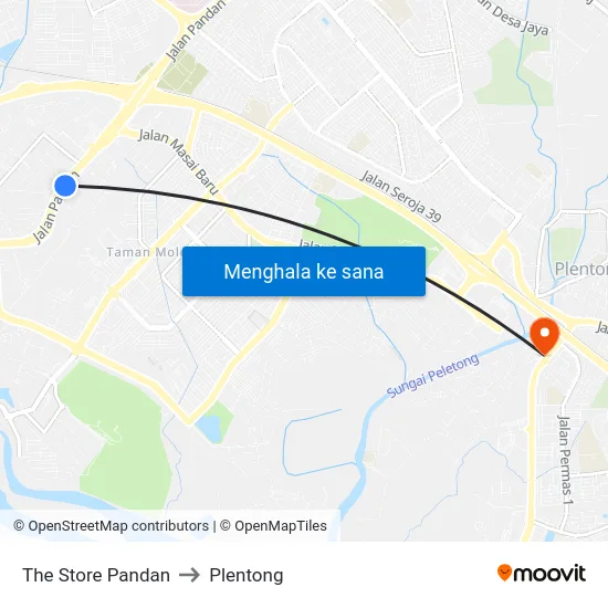 The Store Pandan to Plentong map