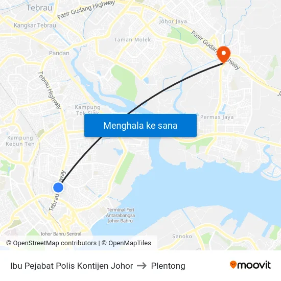 Ibu Pejabat Polis Kontijen Johor to Plentong map